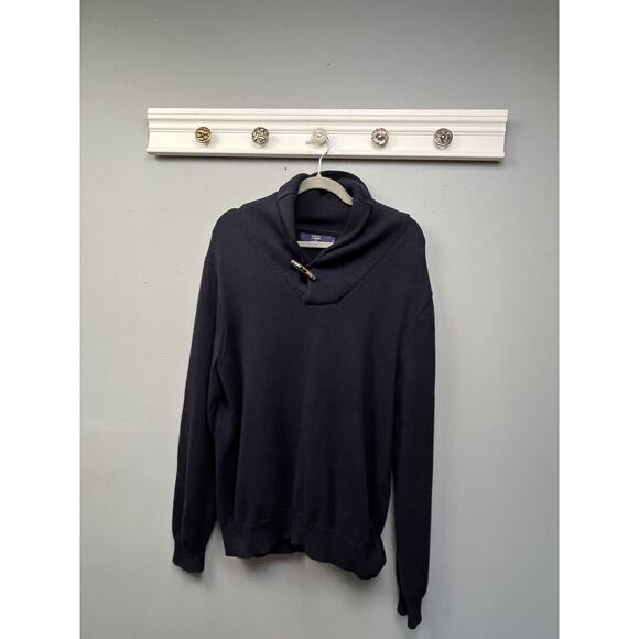 J‎ Crew Sweater Mens Large Blue Toggle Button Pullover Shawl Preppy Casual Knit - Picture 5 of 7